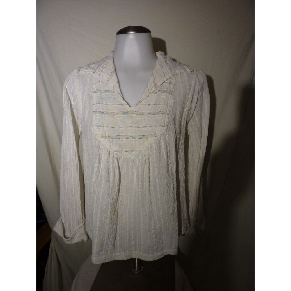 Vintage 70's India 100% Cotton Gauze Fabric Women's Top-sz S